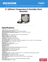 Thumbnail of document Data Sheet - TH8 8 in Temperature & Humidity Chart Recorder